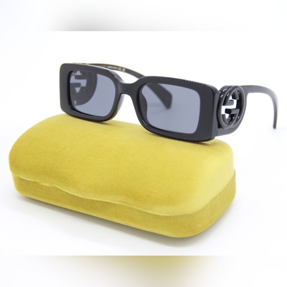 NEW GUCCI GG1325S 001 SQUARE BLACK WOMEN GUCCI SUNGLASSES - Picture 2 of 14